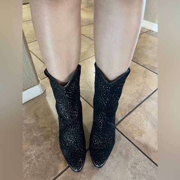 DINGO VINTAGE COWBOY SUEDE LEATHER BOOTS SIZE 8 - Picture 2 of 6